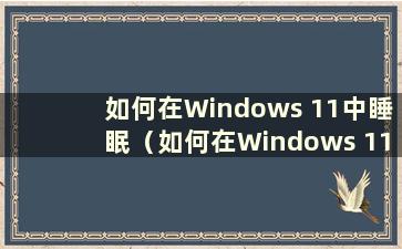 如何在Windows 11中睡眠（如何在Windows 11中关闭自动亮度调节）